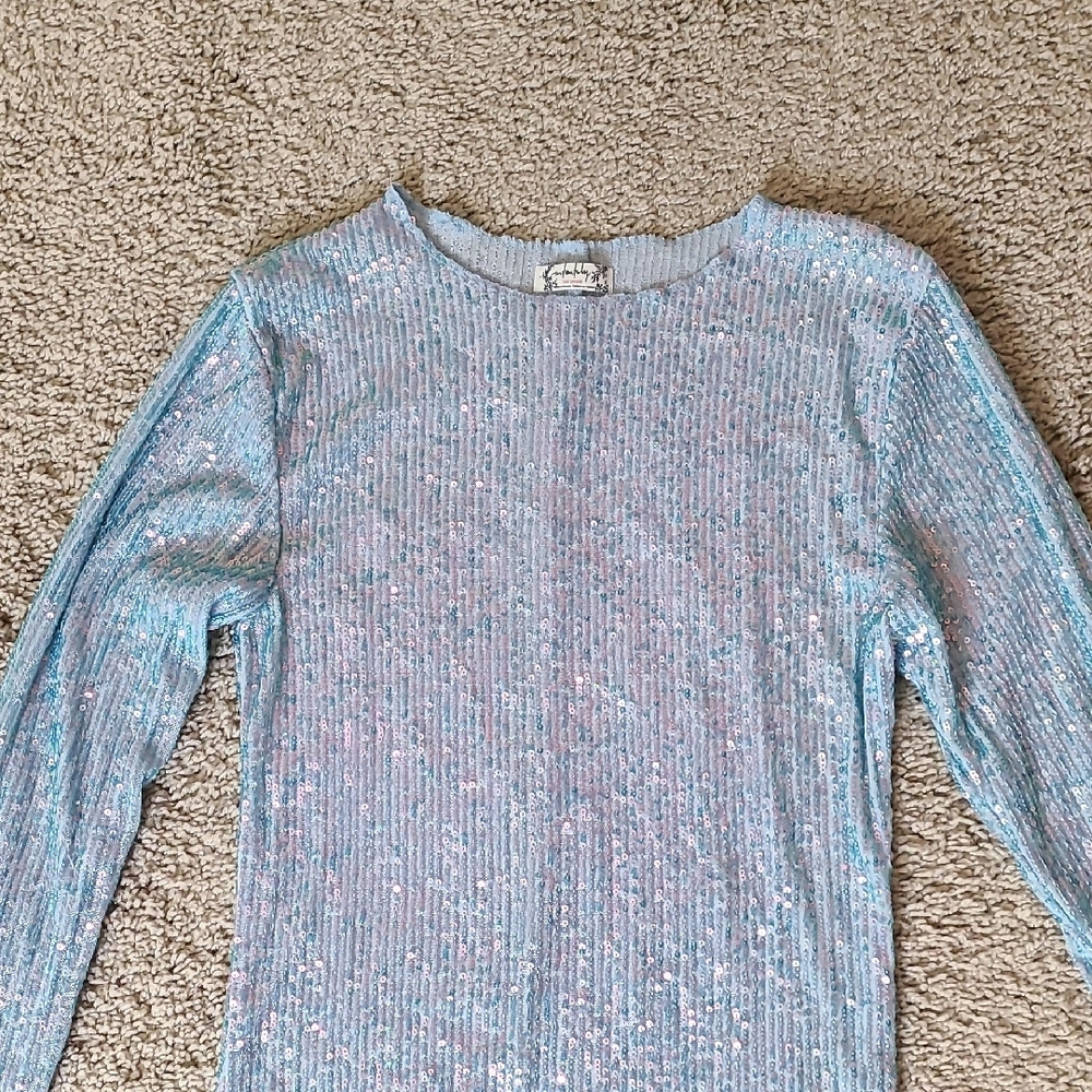 Gold Rush Long Sleeve Top XS Aqua Combo  Free People